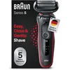 Image de Braun Series 5 EasyClean 51-R1000s Rasoir électrique pour homme, Wet & Dry, cadeau homme, fabriqué en Allemagne, rouge