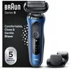 Image de Braun Rasoir Électrique Pour Homme Series 6 61-B1500s, Etanche, Accessoire Tondeuse À Barbe EasyClick, SensoFlex, Technologie Wet et Dry, Rechargeable, Rasoir À Grille Sans Fil, Bleu