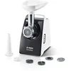 Image de Bosch CompactPower MFW3612A Hachoir à viande électrique, hachoir à saucisse, disques perforés en acier inoxydable 4 mm + 8 mm, lame à double tranchant, embout kebbe, passe au lave-vaisselle, puissance