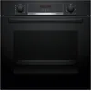 Image de Bosch HBA514BB3, Série 4, Four encastrable 60 x 60 cm, commande par écran LED, aide au nettoyage hydrolytique, air chaud 3D pour une cuisson uniforme sur 3 niveaux, préchauffage rapide, noir