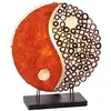 Image de Ying Yang Lampe décorative ronde en matériau naturel 30 cm de diamètre Lampe d'ambiance Petite lampe de table