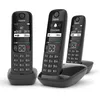 Image de Gigaset AS690A Trio - 3 téléphones DECT sans fil avec répondeur - écran à haut contraste - excellente qualité audio - profils sonores réglables - fonction mains libres - protection des appels, noir