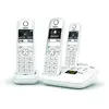 Image de Gigaset AS690A Trio - Téléphone fixe sans fil avec répondeur, 3 combinés avec grand écran rétroéclairé pour un affichage ultra lisible, fonction blocage d'appels - Blanc [Version Française]