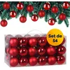 Image de Deuba Lot de 54 Boules de Noël en Plastique Robuste Décoration de Noël intérieur extérieur Décoration pour Sapin Rouge