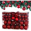Image de Lot de 100 Boules de Noël en Plastique Robuste Décoration de Noël intérieur extérieur Décoration pour Sapin Rouge