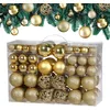 Image de Lot de 100 Boules de Noël en Plastique Robuste Décoration de Noël intérieur extérieur Décoration pour Sapin Or