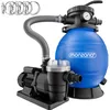 Image de MONZANA® Pompe filtre à sable 9,6 m³ auto-amorçante pour piscines jusqu'à 30 m³ préfiltre vanne 7 voies raccord 2en1 Ø32-38mm système de filtration à sable