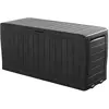 Image de Deuba® Coffre de rangement extérieur 270L Noir   Coffre jardin résine étanche avec roulettes, boîte de rangement terrasse balcon, malle extérieure 117x45x57 cm