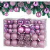 Image de Lot de 100 Boules de Noël en Plastique Robuste Décoration de Noël intérieur extérieur Décoration pour Sapin Rose