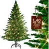 Image de CASARIA® Sapin de Noël Artificiel 140 cm Vert Guirlande Lumineuse LED Arbre Imitation Parfaite PE 470 Branches Pied métal décoration réutilisable