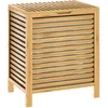 Image de Panier à linge en bambou naturel avec couvercle Corbeille en bois avec sac 62 L Rangement vêtements