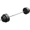 Image de GYRONETICS® Set de Barres d'Haltère - Longue, avec Disques de Poids 60 kg, 2x2 kg, 2x5 kg, 4x10 kg, Ø 25 mm, Fermoirs en Forme d'Étoile, Réglables - Barre Longue, Fitness, Musculation, Haltérophilie