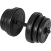 Image de GYRONETICS® Set d'Haltères Courts - 20kg, Ensemble Disques de Poids, avec Barre Ø 25mm, Antidérapant, 2 Fermeture Étoile, Plastique, Noir - Kit Haltère Musculation, pour Homme, Fitness à Domicile, Gym