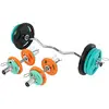 Image de Gorilla Sports Set d'haltères Olympiques de 75 kg - avec Poids revêtement Caoutchouc - 1 haltère curl + 2 haltères Courts