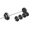 Image de Gorilla Sports® Set de Barres d'Haltère - avec Disques de Poids 60kg, 100kg ou 130kg, Ø 30 mm, 170cm, Fermoirs en Forme d'Étoile, Réglables - Barre Longue, Gym, Fitness, Musculation, Haltérophilie