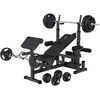 Image de GORILLA SPORTS® Banc de Musculation - Set Haltères 100kg, Avec Support, Max. 280kg, Noir/Blanc - Banc d'Haltérophilie, Multifonction, pour Complet du Corps, Entraînement, Abdominaux, Fitness, Gym