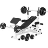 Image de GORILLA SPORTS® Banc de Musculation - Set Haltères 100kg, Avec Support, Max. 280kg, Noir/Blanc - Banc d'Haltérophilie, Multifonction, pour Complet du Corps, Entraînement, Abdominaux, Fitness, Gym