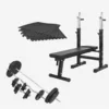 Image de GORILLA SPORTS® Banc de Musculation Complet - Set Haltères 100kg, Support de Barres, Pliable, Réglable, Noir/Blanc - Ensemble de Poids, Multifonction, Entraînement, Corps, Exercice, Fitness, Domicile