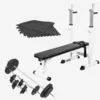 Image de GORILLA SPORTS® Banc de Musculation Complet - Set Haltères 100kg, Support de Barres, Pliable, Réglable, Noir/Blanc - Ensemble de Poids, Multifonction, Entraînement, Corps, Exercice, Fitness, Domicile