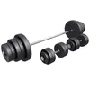 Image de GORILLA SPORTS® Set de Barres d'Haltère - avec Disques de Poids 60kg, 100kg ou 130kg, Ø 30 mm, 170cm, Fermoirs en Forme d'Étoile, Réglables - Barre Longue, Gym, Fitness, Musculation, Haltérophilie