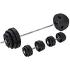 Image de GORILLA SPORTS® Set de Barres d'Haltère - avec Disques de Poids 60kg / 100kg / 130kg, Ø30mm, Barre Longue 170cm, 2 Barres Courtes, en Plastique - Ensemble d'Haltères, Musculation, Fitness, Maison, Gym
