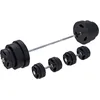 Image de GORILLA SPORTS® Set de Barres d'Haltère - avec Disques de Poids 60kg / 100kg / 130kg, Ø30mm, Barre Longue 170cm, 2 Barres Courtes, en Plastique - Ensemble d'Haltères, Musculation, Fitness, Maison, Gym