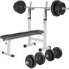 Image de GORILLA SPORTS Banc Musculation - Pliable, Réglable avec Support, Jeu de 38/70/100 kg, Robuste, Max 200kg, Noir/Blanc - Musculation Homme, Banc Pliable, Appareil, Home Gym, Sport, Machine