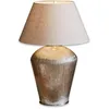Image de LOBERON Lampe à poser Caulières - laiton, coton - H/D env. 66/42 cm - couleur argent vieilli/blanc, crème/argenté vieilli