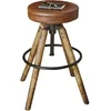 Image de Loberon Tabouret Twist - Cuir de Buffle, manguier - H/D env. 55/40 cm - Marron, Marron