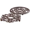 Image de LOBERON Lot de 2 dessous de plats Gratton - H/Ø env. 1.5/26.5 cm - marron vieilli - Fonte, marron vieilli