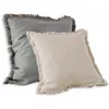 Image de Loberon Quebo Lot de 2 Housses de Coussins - Belle Harmonie de Couleurs - Tissu léger en Lin, Gris/Beige