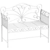 Image de Banc de jardin Outsunny 2 places robuste, banc de parc inoxydable Banc Meubles de jardin 107cm x 55,5cm x 90,5cm, blanc