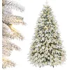 Image de Yorbay Sapin de Noël Artificiel Lumineux LED avec Neige Blanche épaisse, Épicéa Naturel Floqué 210cm Sapin Artificiel pour Décoration Noël Fête Magasin, en PE et PVC, Robuste Base en Métal