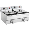 Image de Royal Catering Friteuse Électrique Double Professionnelle 2 x 6 000 W, Volume Total 2 x 16 L, Huile 2 x 10 L, Courant Triphasé 400 V, Robinet de Vidange, 2 Branchements Électriques Commerciale