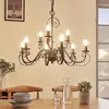 Image de Lindby Lustre Caleb, 9 lampes, couleur rouille, métal, E14