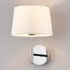 Image de Lucande Belle applique Dorothea avec abat-jour tissu blanc
