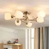 Image de Lindby plafonnier Tatas, Ø 64 cm, nickel, 6 lampes, verre