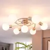 Image de Lindby plafonnier Ciala, à 7 lampes, couleur nickel, verre