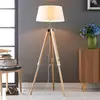 Image de Lindby lampadaire Katie, 162 cm, blanc, textile, bois, tripode