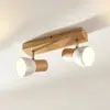 Image de Lindby plafonnier Thorin, 27 cm, à 2 lampes, blanc, bois, E14