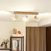 Image de Lindby plafonnier Thorin, 47 cm, 3 lampes, blanc, bois, E14