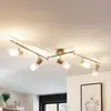 Image de Spot pour plafond Lindby Christoph, 130 cm, à 5 lampes, bois, verre