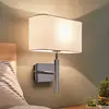Image de Lucande Applique murale Jettka avec abat-jour en tissu et interrupteur