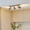 Image de Lindby spot Filiz, 3 lampes, 47 cm de long, bois, béton, E14
