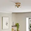 Image de Lindby spot Filiz, 3 lampes, Ø 20 cm, bois, béton, E14