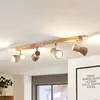 Image de Lindby spot Filiz, 4 lampes, 77 cm, bois, béton, E14