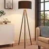 Image de Lindby Lampadaire Majken en tissu - gris foncé/noir