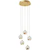 Image de Lucande LED Suspension en verre Hayley (Moderne) Transparent Verre e. a. pour Salon & Salle à manger (à 5 lampes,), Luminaire Lampe plafond Plafonnier Suspendue