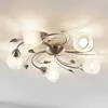 Image de Lindby plafonnier Yannie, 5 lampes à 60cm, nickel/blanc, verre