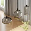 Image de Lindby suspension Marla, 3 lampes, verre, gris fumé, 102cm